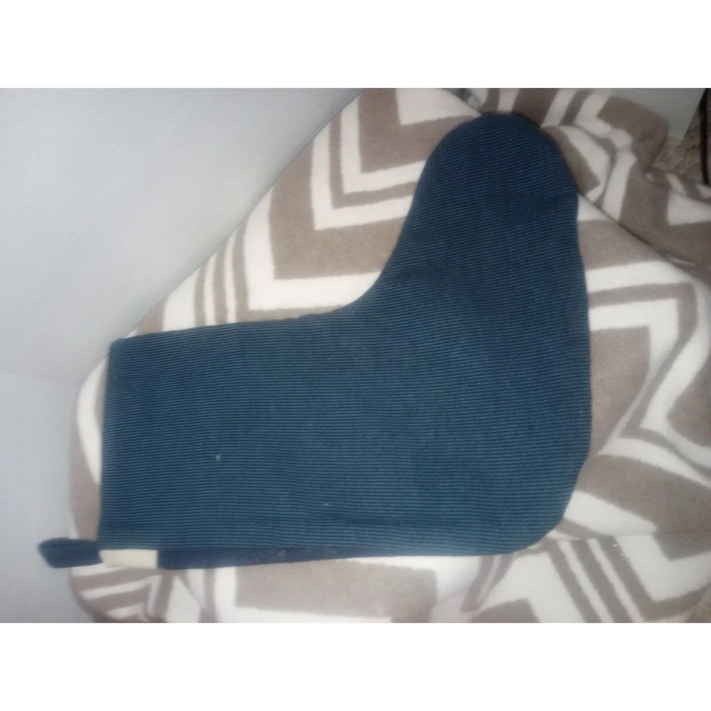 Vtg Handmade Family Under Street Light Tapestry Stocking 14.5L Navy‎